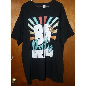 Unisex T-Shirt Mens Womens Size 3XL SS Black "80TH Party Crew" Atleisure NWT